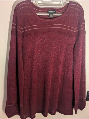 Liz Claiborne Metallic Knit Sweater - Burgundy with Sparkle